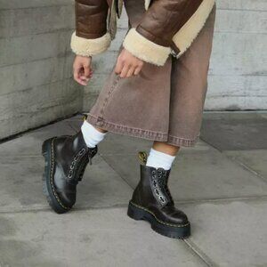 Dark Taupe - DR. MARTENS SINCLAIR ZIP UP ORLEANS LEATHER PLATFORM BOOTS MSRP$280